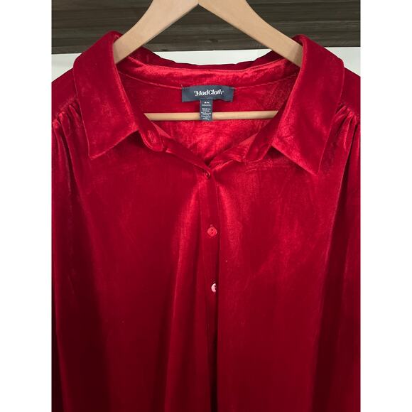 Modcloth Be Buzzworthy Red Velvet Holiday Shirt Sz 4X - Picture 2 of 7
